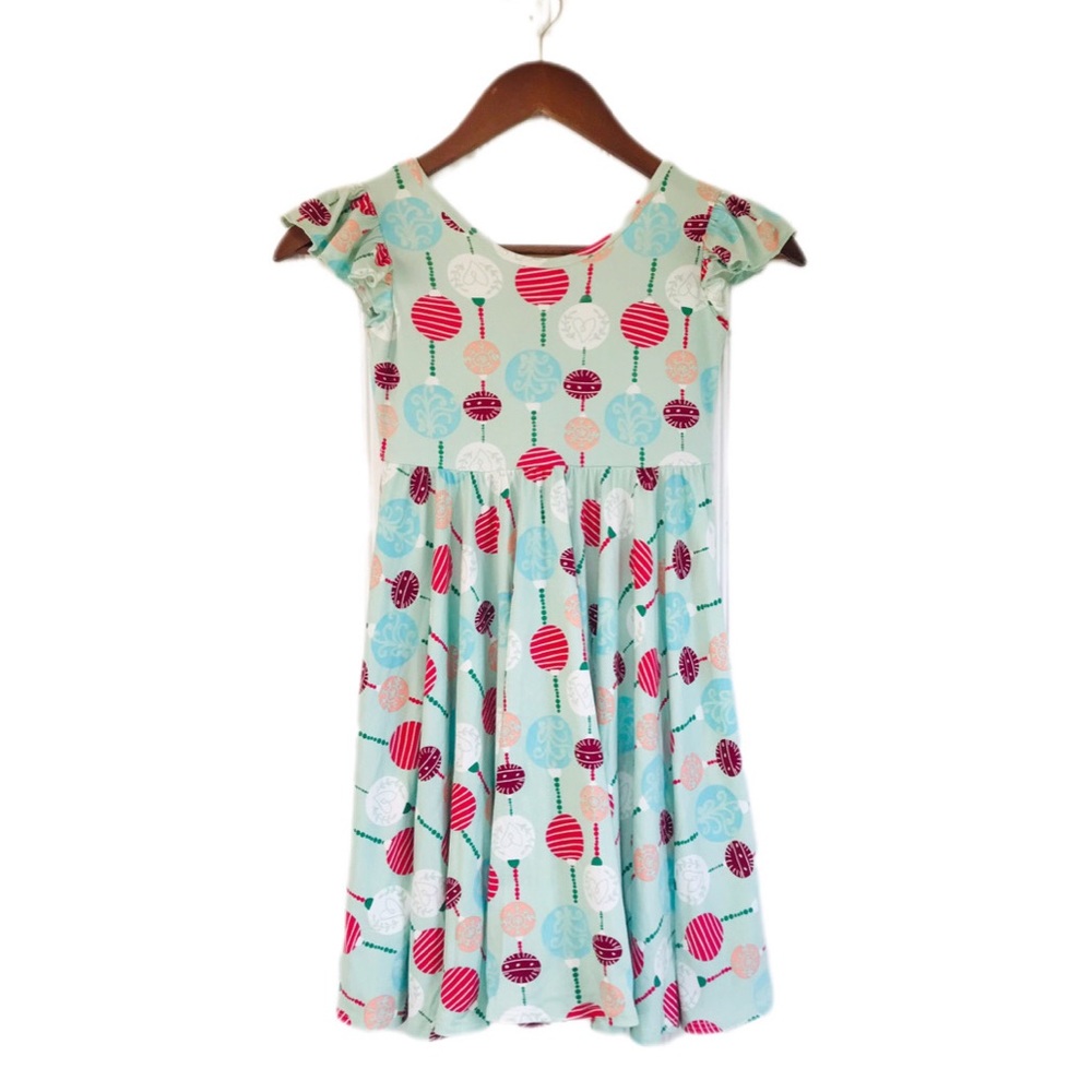 DOT DOT SMILE Girls Christmas Holiday Print Empire Dress Size 7 Mint Green New